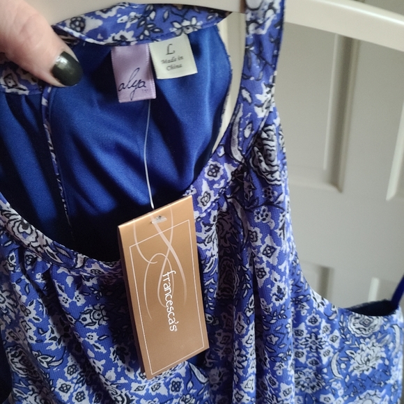 Francesca's alta blue handkerchief dress NWT L - Picture 3 of 3